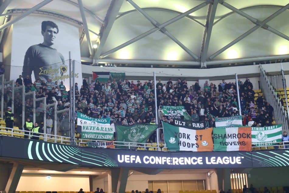 Γεμάτη από φίλους της Σάμροκ Ρόβερς η κερκίδα φιλοξενούμενων στην Opap Arena (ΦΩΤΟ)