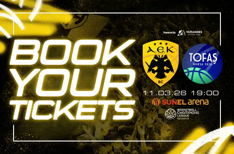 AEK BC: Συνεχίζεται η διάθεση των εισιτηρίων με την Τόφας