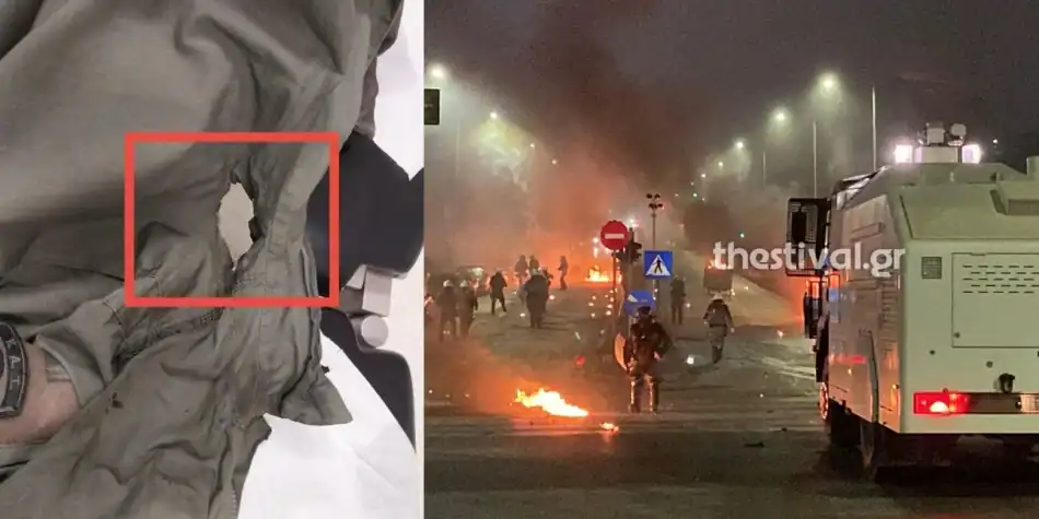 Επεισόδια έξω από το ΑΠΘ: Στο νοσοκομείο αστυνομικός με εγκαύματα από μολότοφ