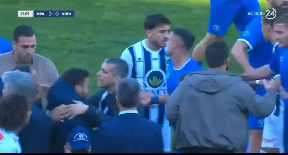 Ένταση μεταξύ παικτών στην αναμέτρηση του Ηρακλή με την Νίκη Βόλου (VIDEO)