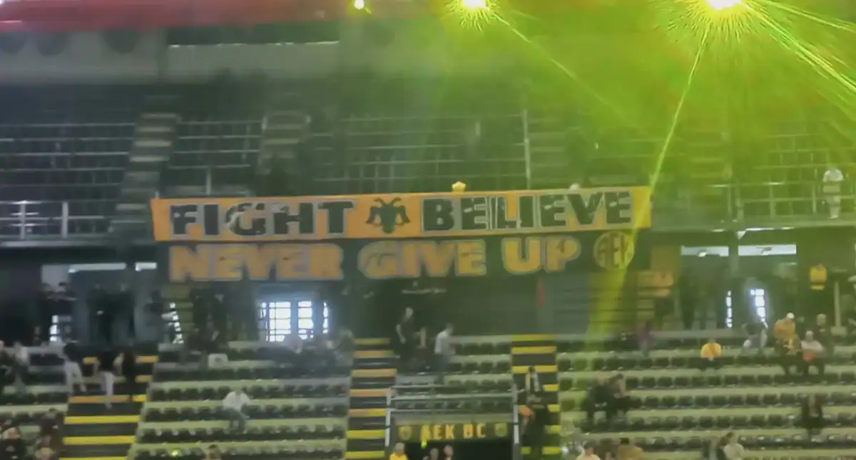 Το «Fight, believe, never give up» έγινε πανό στη Sunel Arena για το ματς με την Μπανταλόνα!
