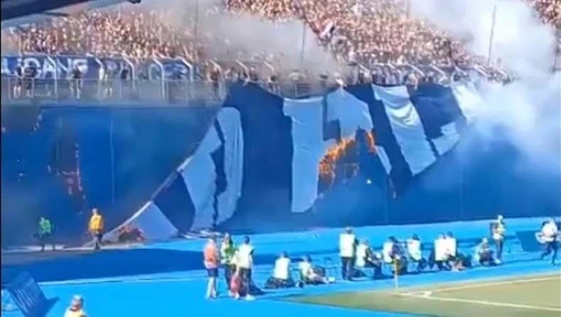 Οπαδοί της Χάιντουκ μεταμφιέστηκαν σε… σεκιούριτι και έκαψαν πανό της Ντινάμο Ζάγκρεμπ (VIDEO)